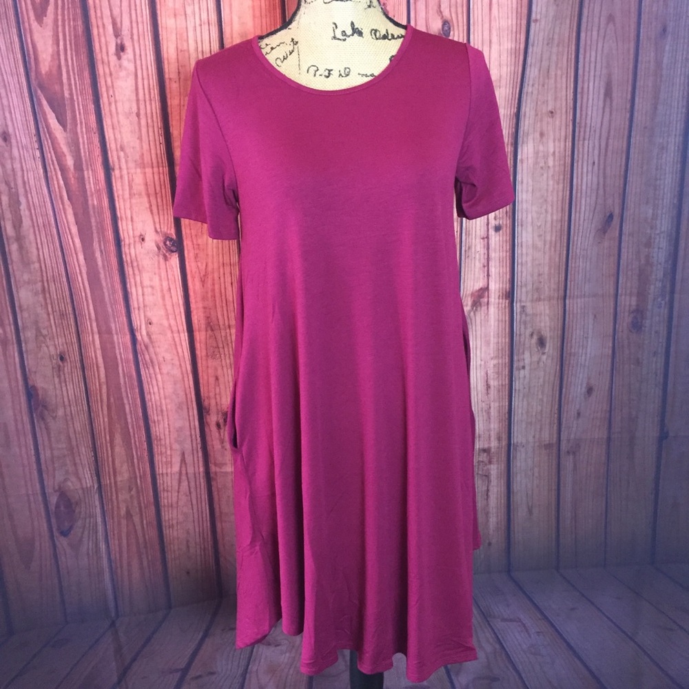 5⭐️ SOLDOUT Wine short sleeve dress w pockets - Picture 2 of 6